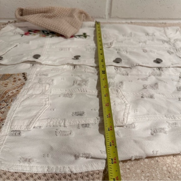 POL Shacket Oversized Thermal Sleeve Patch Embroidered Distressed Floral Paisley - Picture 14 of 16